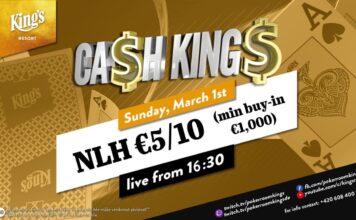 Sonntag ab 16:30 Uhr – Ca$h King$ Special NLH €5/€10 aus dem King’s!
