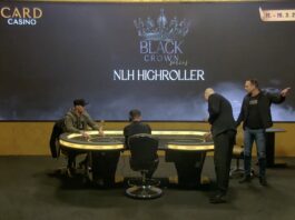 Chipleader Pavel Binar verlässt das Casino und lässt Shortstack Peter Petocz am Tisch mit der Trophy sitzen