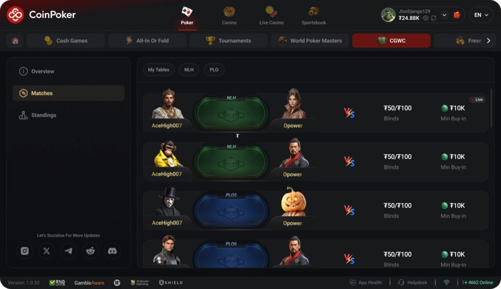 CoinPoker CGWC Lobby