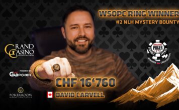 Start-Ziel-Sieg für David Carvell beim WSOPC Mystery Bounty im GCLI!