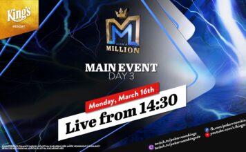 Montag ab 14:30 Uhr – Tag 3 des €250 King’s Million NLH Main Event aus dem King’s!