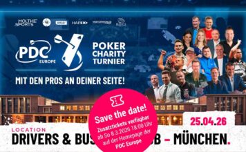 Jetzt noch Karten sichern! Double Out & Double Bustouts in München! „Darts x Poker“ geht in die 3. Auflage! PDC Charity Poker Event HAPEK