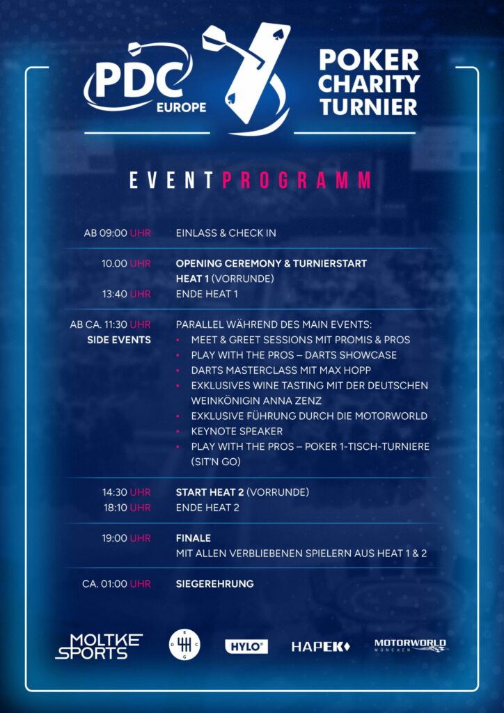 PDC Europe Poker Chartiy Turnier Event-Programm Schedule