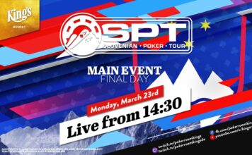 Montag ab 14:30 Uhr – Finale der €300 Slovenian Poker Tour KK Half Million Masters aus dem King’s!