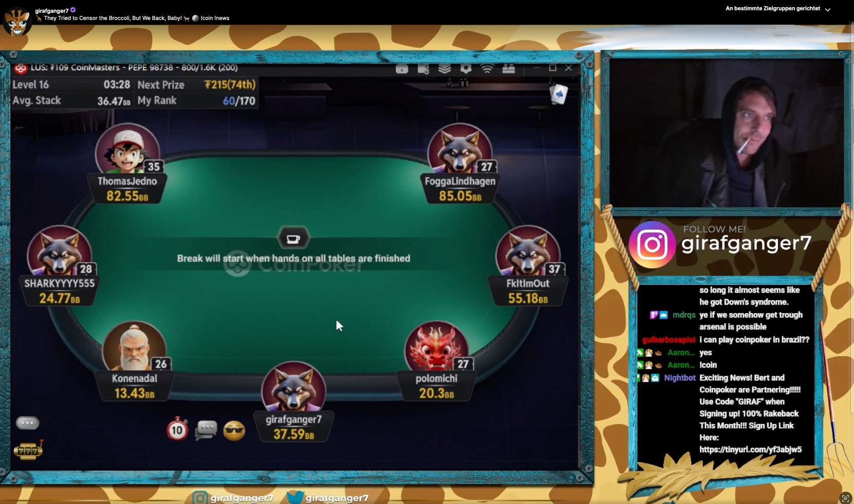 girafganger7 giraf ganger CoinPoker Twitch Stream