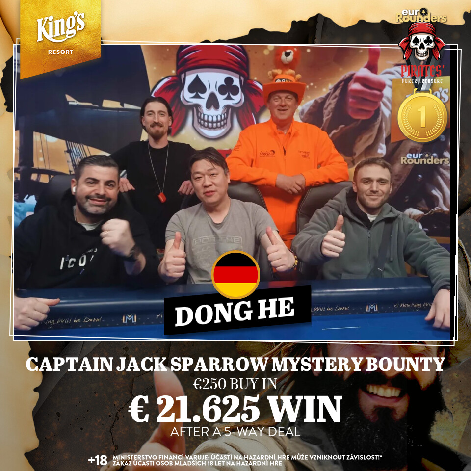 Die Dealmaker im Captain Jack Sparrow Mystery Bounty: (v.l.n.r.) Vincenzo Vallaro (ITA), Federico Donnini (ITA), Dong He (GER), Johannes Huisman (NED), Benjamin Altun (GER)