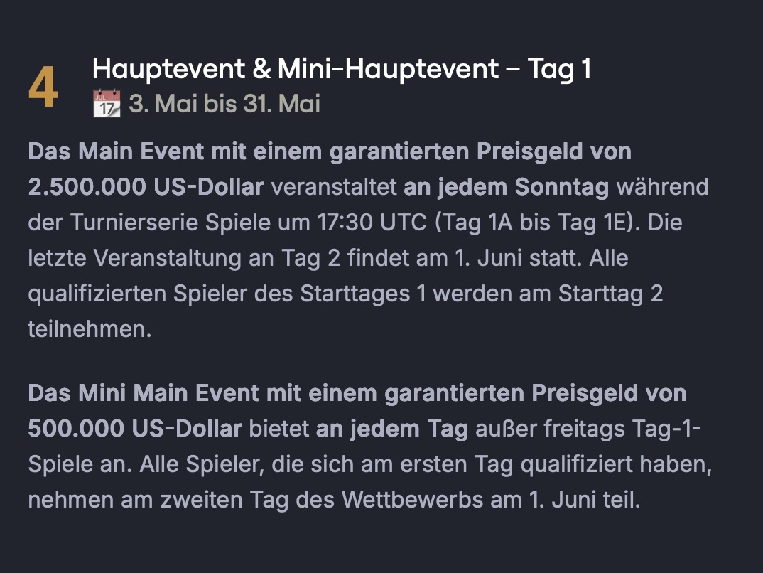 CoinPoker World Poker Masters WPM - Stages