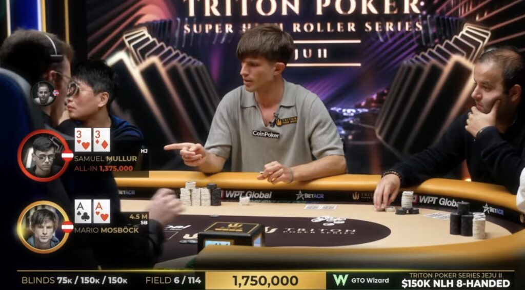 Mario Mosböck Mosboeck Triton Series Vlog CoinPoker - Pocket Aces vs Samuel Mullur