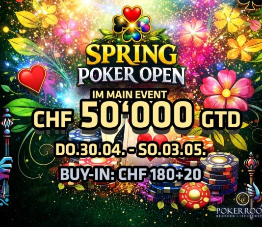 55.555 CHF gtd. wecken Frühlingsgefühle bei den Spring Poker Open im GCLI! Spring Poker Open SP open - GCLI - Banner