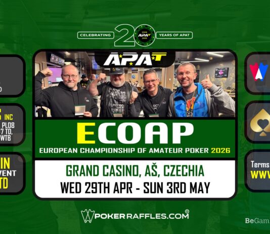 €105.000 Garantien und 15 EM-Titel – Die APAT ECOAP kommt ins Grand Casino As! ecoap 2026 - APAT European Championship of Amateur Poker 2026 - GCA