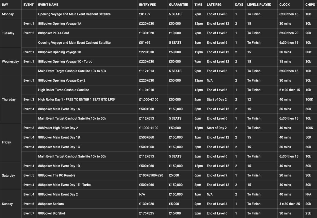 888poker UKPL UK Poker League Blackpool SCHEDULEåç