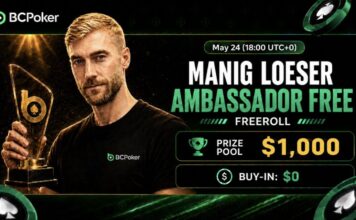 Mit dem richtigen Passwort heute im BCPoker Grind – $1k Freeroll von und mit Manig Loeser BCPoker Ambassador Global Manig Loeser Löser WEEKLY FREEROLL