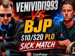 BobbyJamesPoker BJP BJPCoin vs venividi1993 Dirk Gerritse PLO5 PL2000 CoinPoker