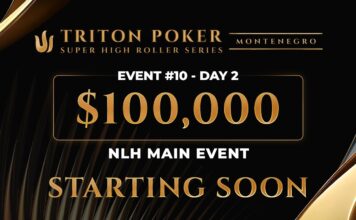 Freitag 13:45 Uhr – Triton Livestream vom Tag 2 des $100.000 NLH Main Event #10!