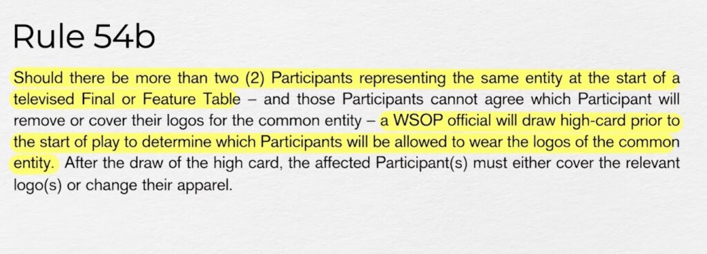 WSOP Regeln Rules 2026 - TV Table Broadcast