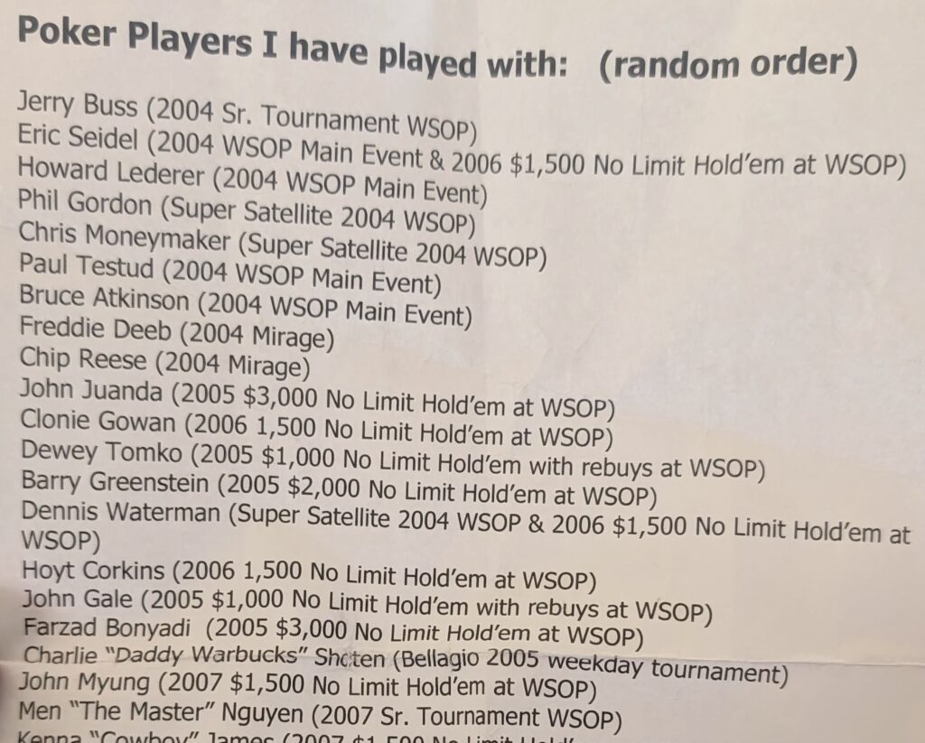Bobby James Poker BJP World Series of Poker WSOP Las Vegas Vlog Episode Folge 3 - Barnum List