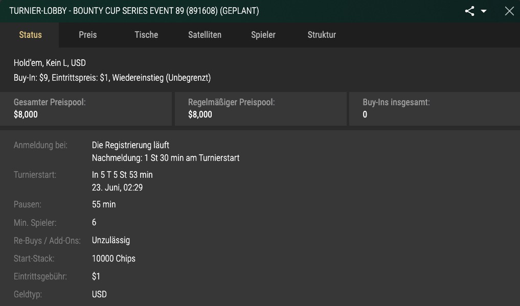 Bounty Cup Series FHC 8000 Daily Tournament - Lobby