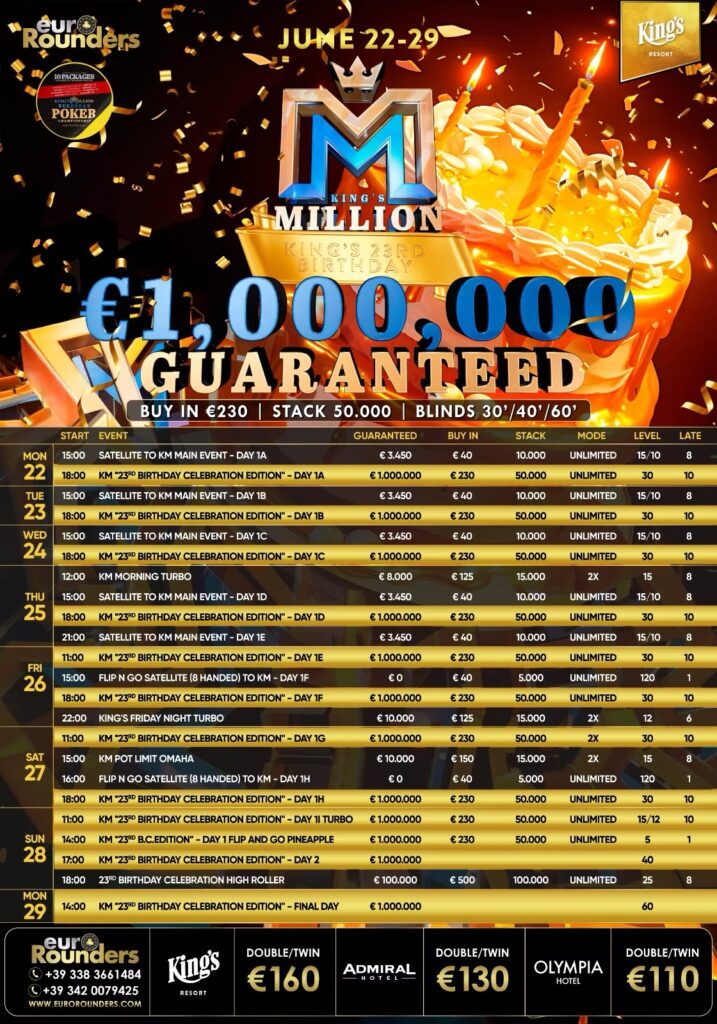 Kings Million 23rd Birthday Celebration SCHEDULE