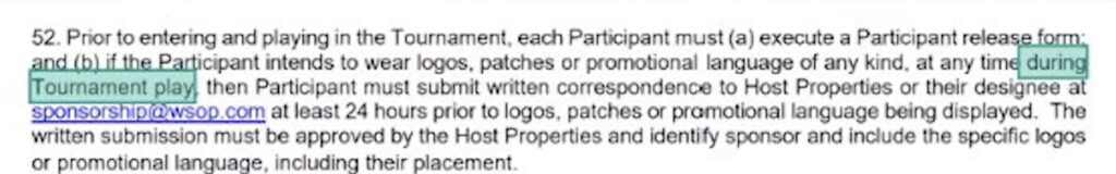 WSOP Rule 52 Patches