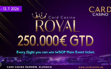 Das „Royal“ lockt mit €250.000 gtd. ins Card Casino Samorin!