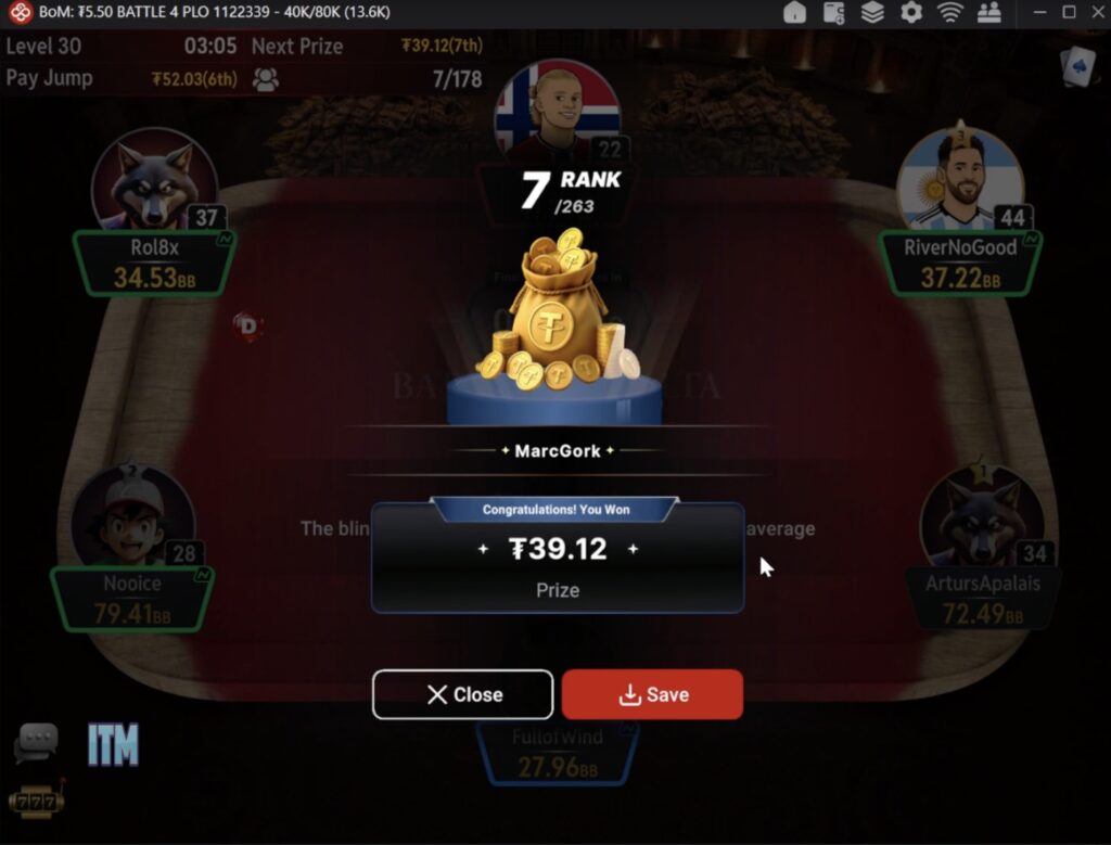 Battle 4 PLO - Final Table Bubbleboy Marc Gork