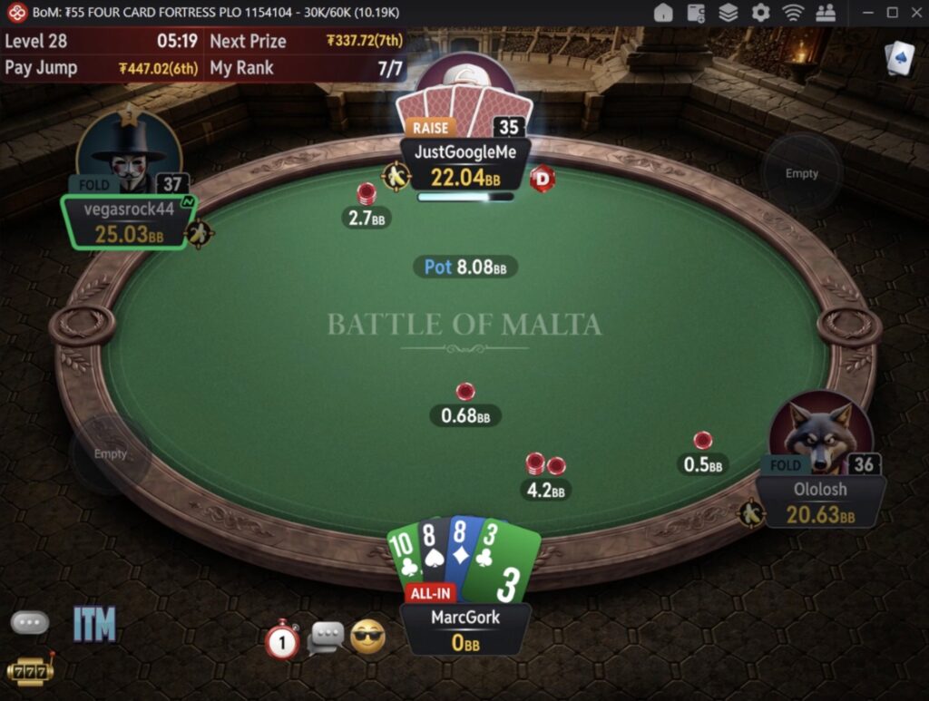 BoM 55 Four Card Fortess PLO - Bustout Marc Gork