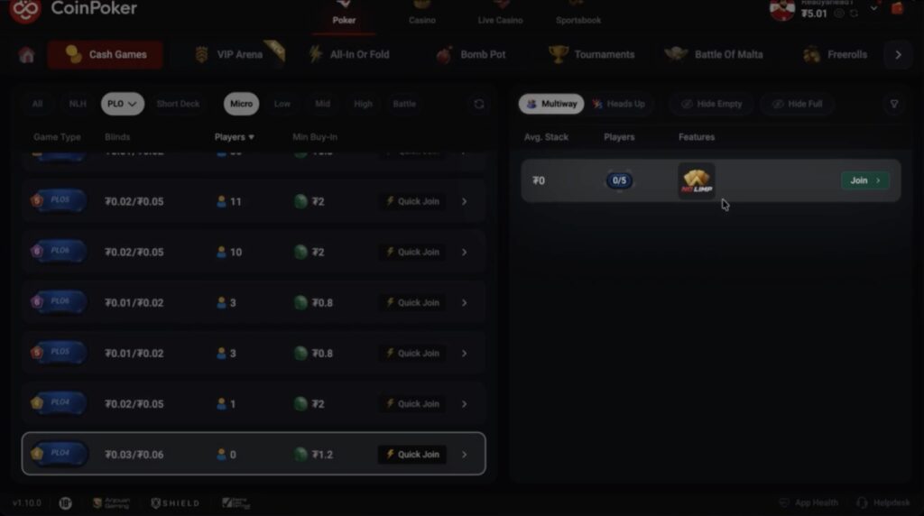 CoinPoker No-Limp PLO Tables pot-or-fold - No-Limp Icon Lobby