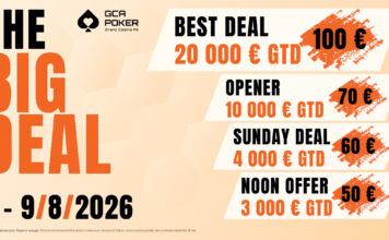 Ein Wochenende ‚The Big Deal‘ im GCA Pokerroom 2.0 mit 4x Schnäppchen!