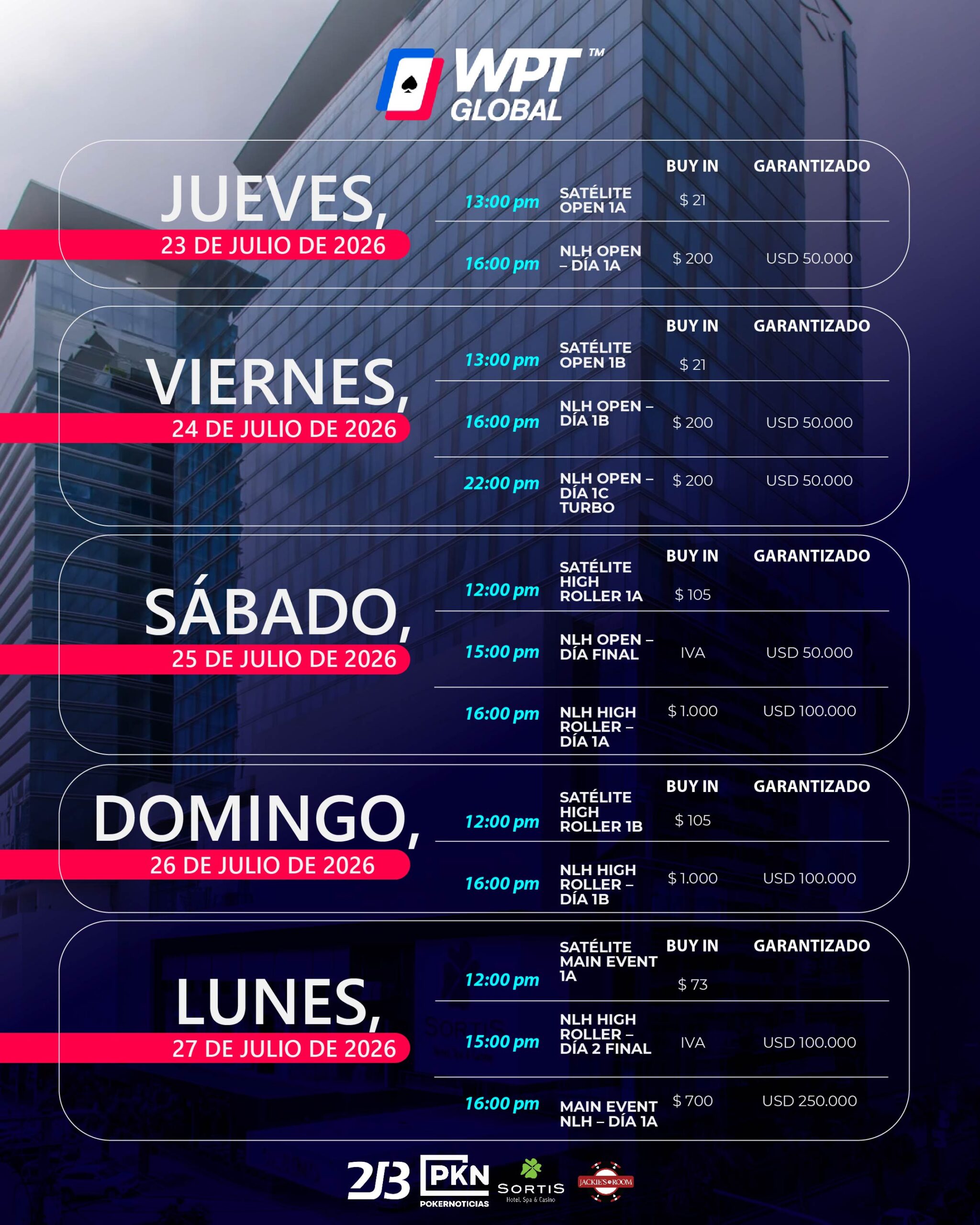 WPT Global Festival Panama - Schedule 1of3