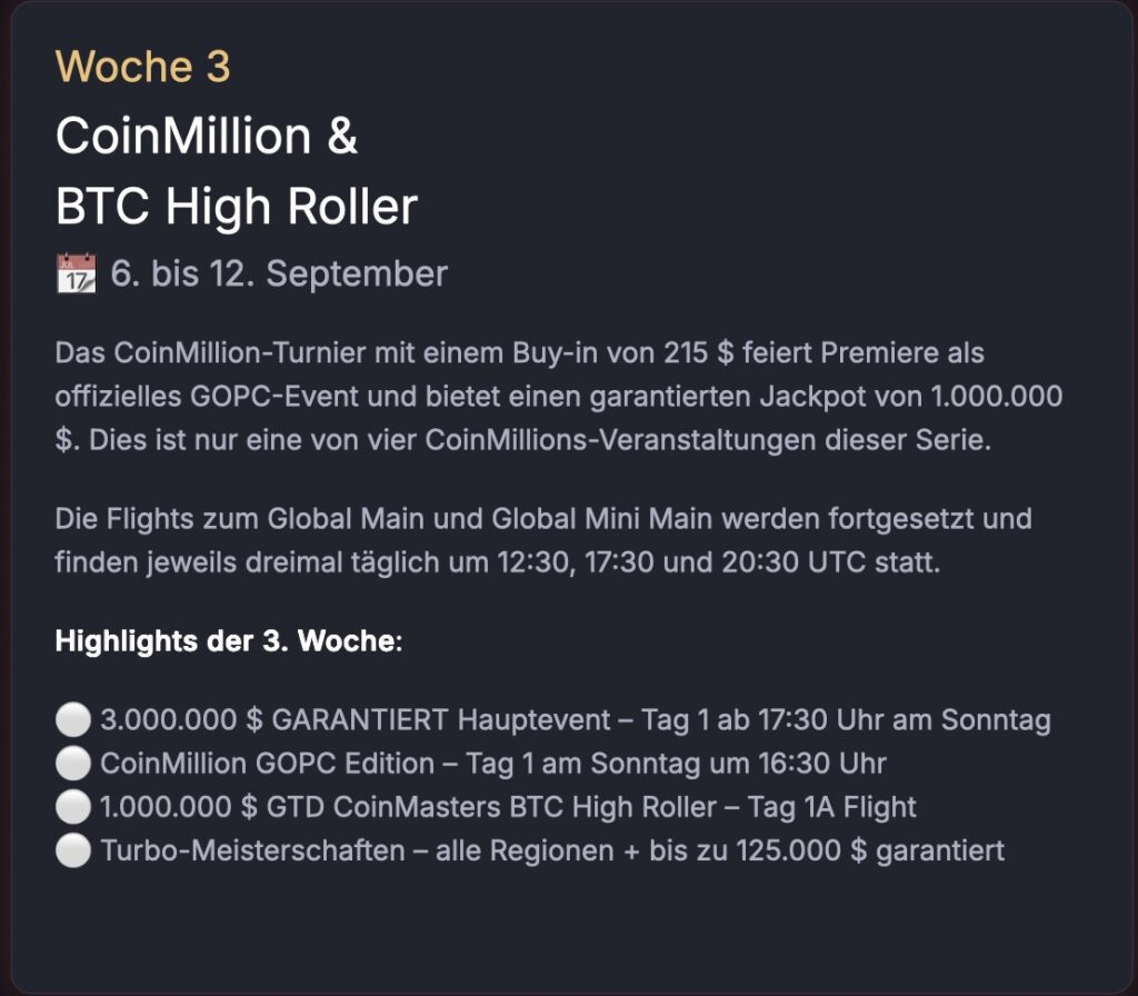 CoinPoker GOPC Global Online Poker Championship - Week 3