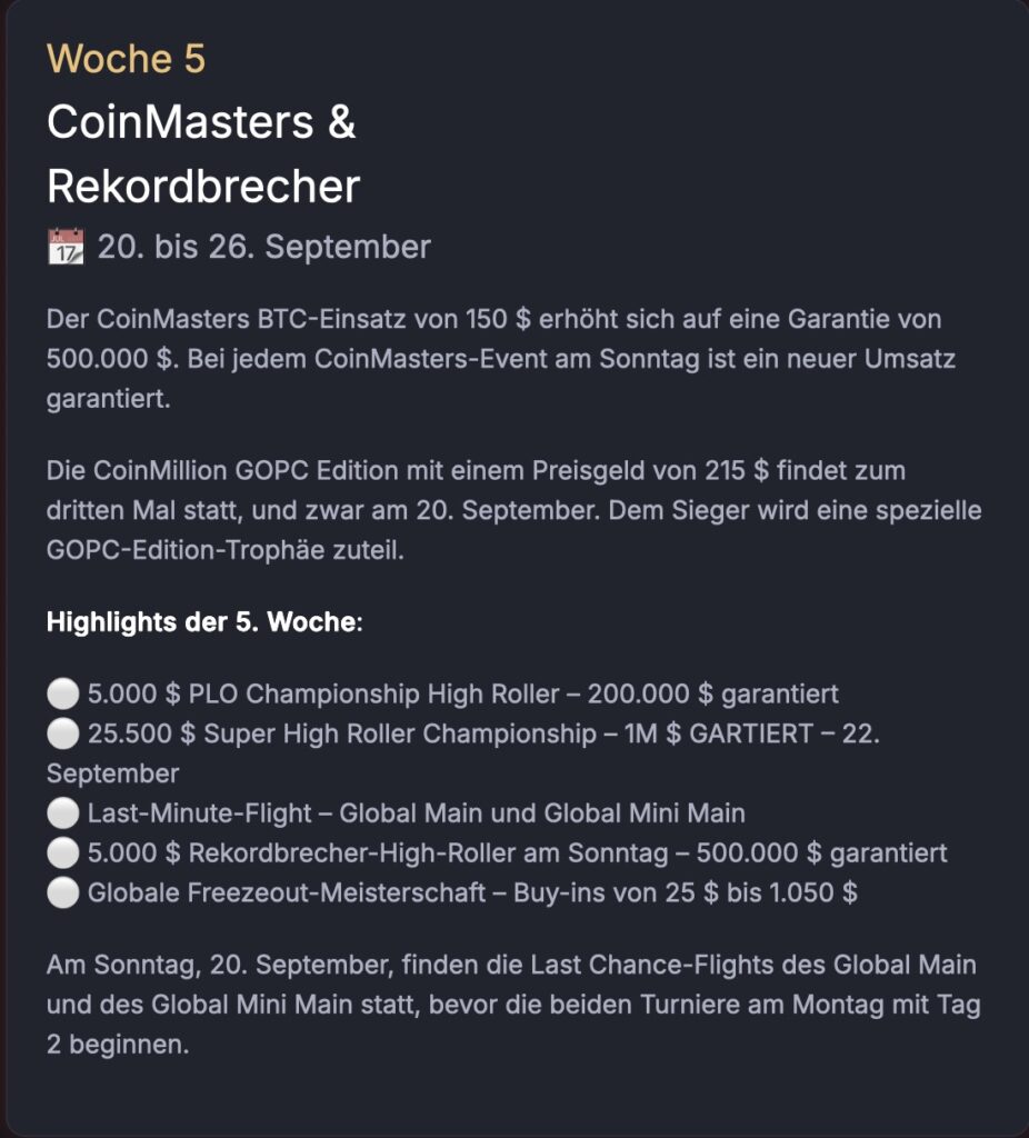 CoinPoker GOPC Global Online Poker Championship - Week 5