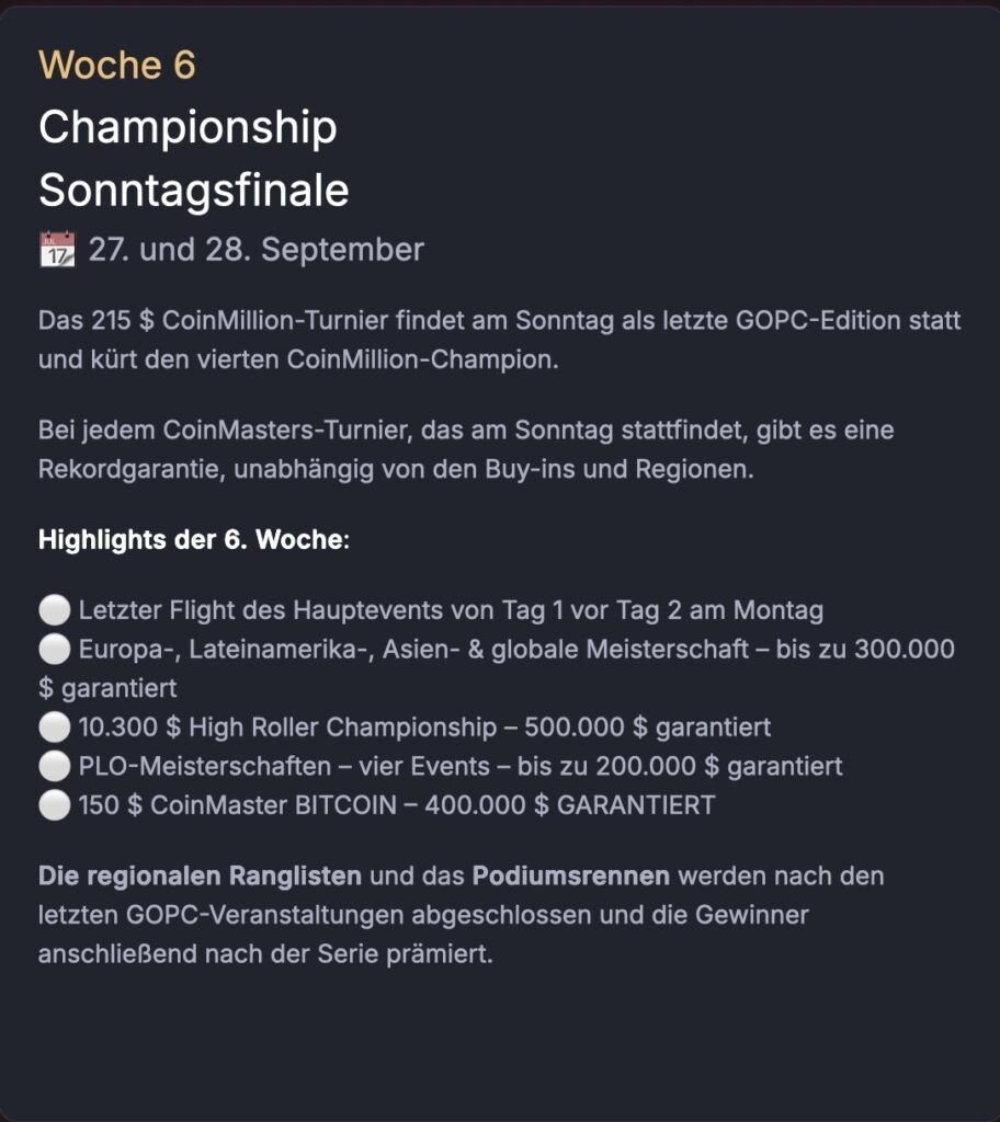 CoinPoker GOPC Global Online Poker Championship - Week 6