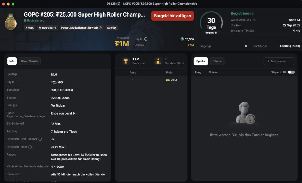 CoinPoker GOPC Super High Roller Championship 25500
