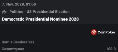 CoinPoker Sportwetten Sportsbook Wetten Bets - Bernie Sanders