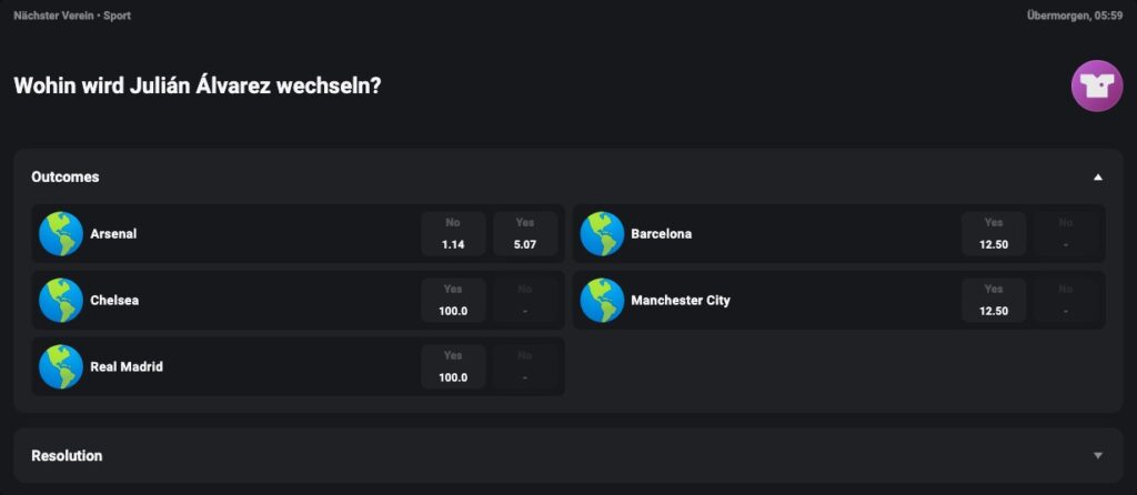 CoinPoker Sportwetten Sportsbook Wetten Bets - Julian Alvarez