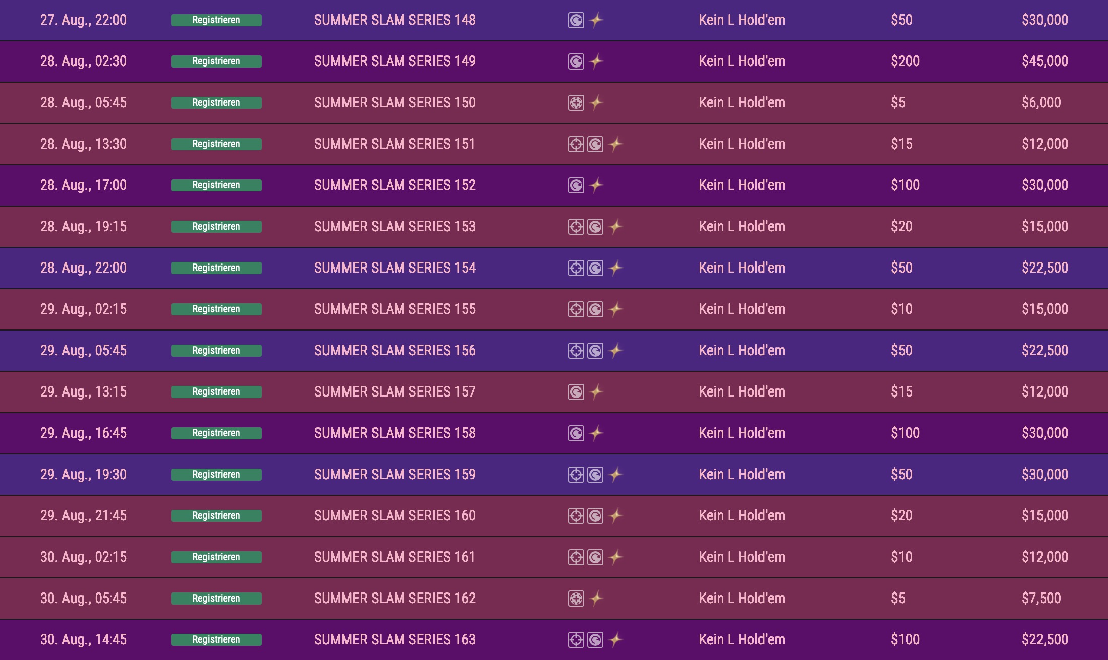 FHC FullHouse Full House Crypto Summer Slam Series - Schedule Turnierplan Festivalplan