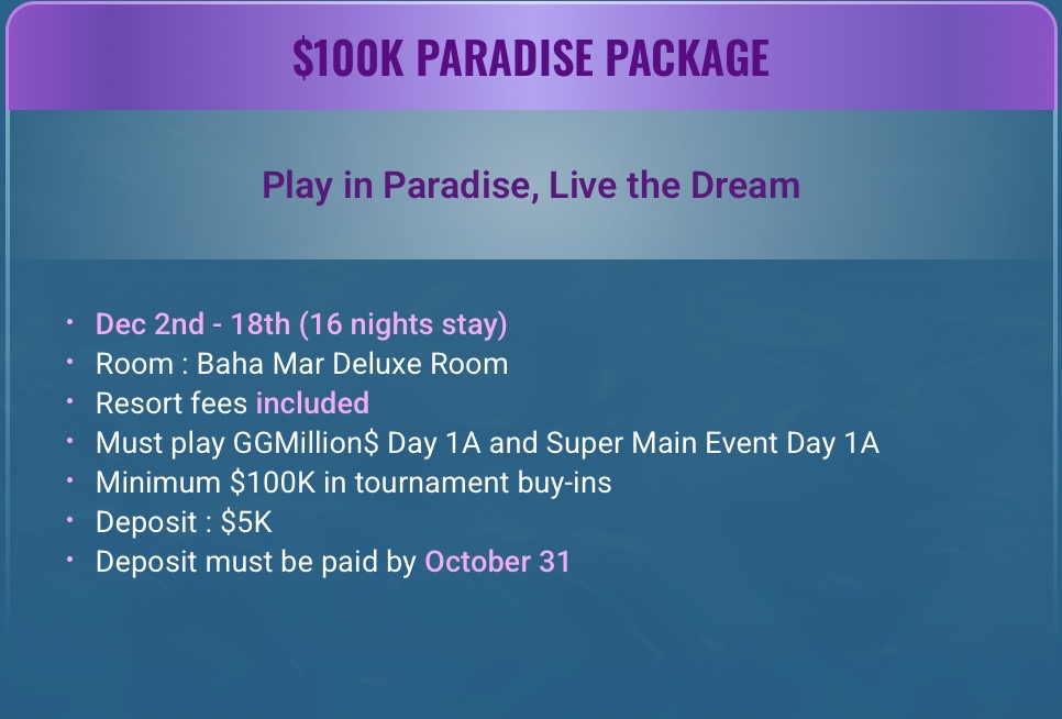 WSOP Paradise WSOPP $100k Paradise Package