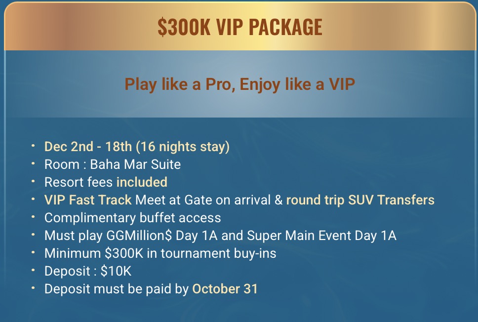 WSOP Paradise WSOPP $300k VIP Package
