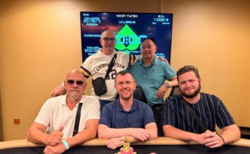 „Johnny Hell“ mal wieder im GCA-Himmel / Even Deal beendet das Megastack Turbo Die 5 Dealmaker im Noon Turbo: (v.l.n.r.) "Heisenberg24" (GER), Uwe Ziermaier (GER), "Johnny Hell" (GER), "JK1957" (VIE), "mg_stylez" (GER)