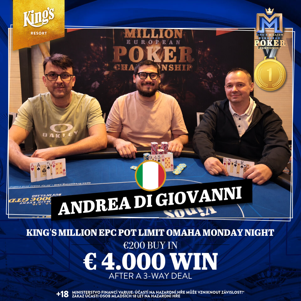 Kings Million EPC Pot Limit Omaha Monday Night - vlnr Christinel Lita, Andrea di Giovani, Laurentiu Dumitru