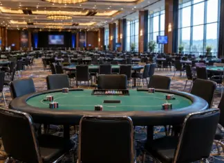 2 Millionen Euro im Main Event des WSOP Super Circuit Leerer Poker-Turniersaal im King’s Resort Rozvadov vor dem WSOP Super Circuit Main Event