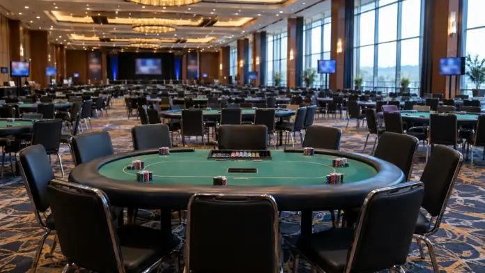 2-millionen-euro-main-event-wsop-super-circuit Leerer Poker-Turniersaal im King’s Resort Rozvadov vor dem WSOP Super Circuit Main Event