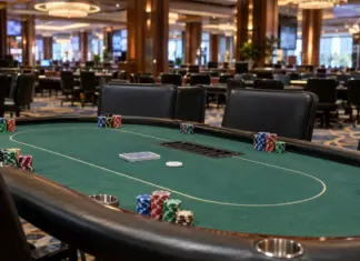 Balkan Poker Circuit: 22 Turniere, Main Event mit €1M-Garantie Leerer Pokertisch in einem Casino für ein großes Turnierfestival