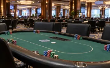 Balkan Poker Circuit: 22 Turniere, Main Event mit €1M-Garantie Leerer Pokertisch in einem Casino für ein großes Turnierfestival